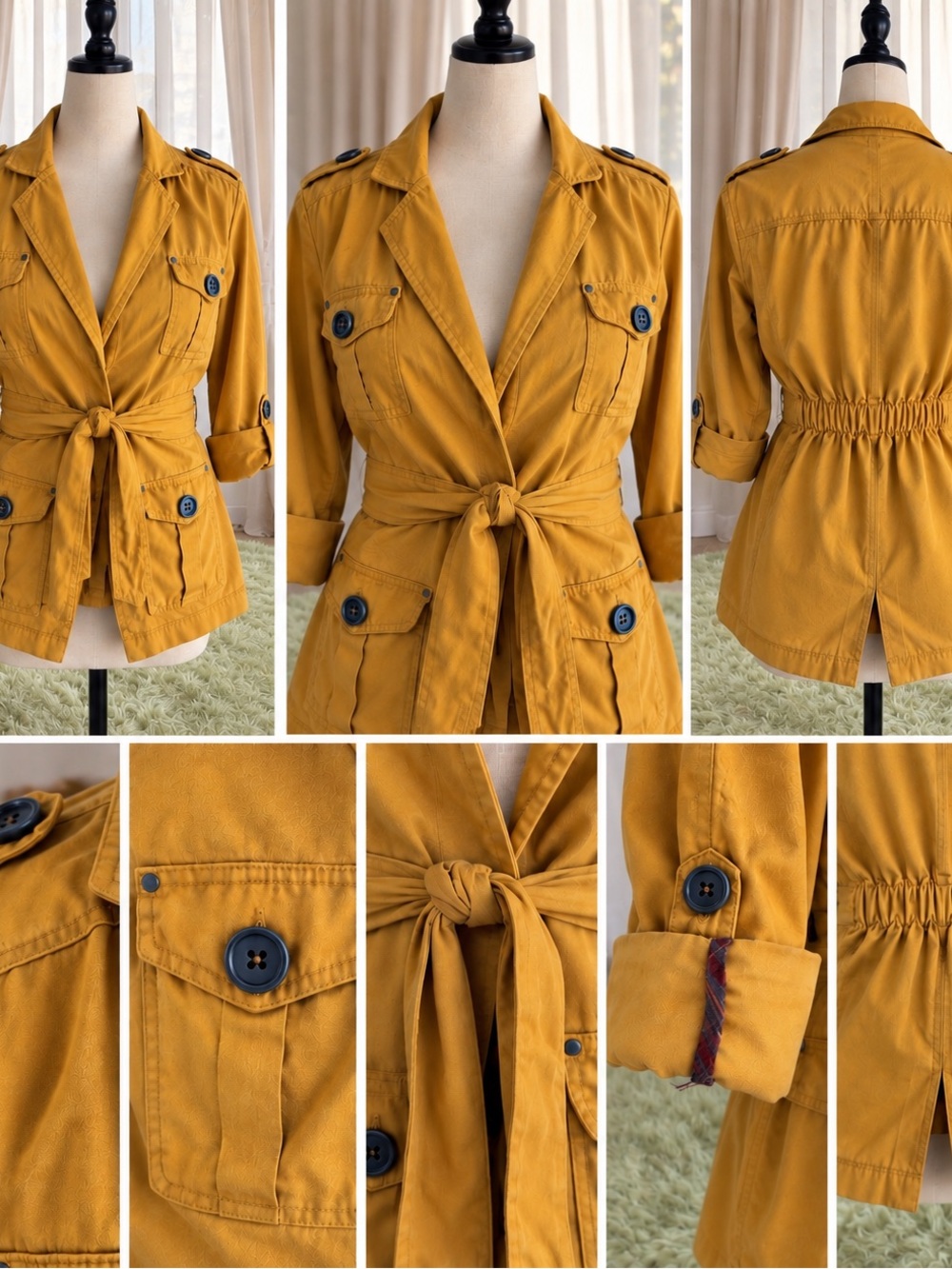 Cartonnier Mustard Utility Jacket with Tie Waist